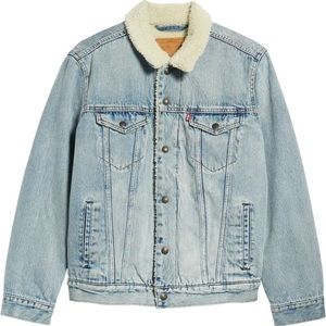 Levi's Premium Sherpa Trucker Denim Jacket Light Blue Men's Small NEW w/ Tags!
